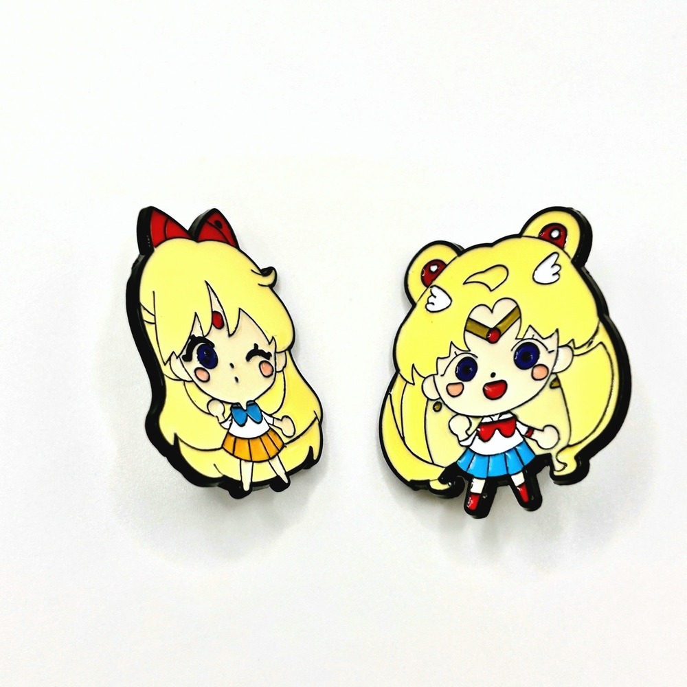 Sailor Moon & Venus Enamel Pins Unisex OS Yellow Chibi Kawaii Anime Manga Set